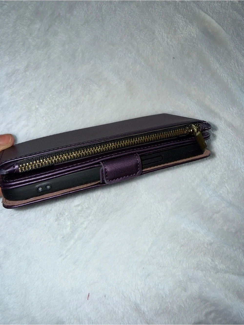Purple Wallet iPhone 15 Case with Card Slots